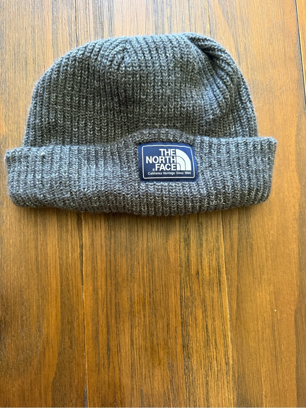 The North Face Gray Ribbed Knit Cuffed Beanie